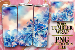 Enchanted days 20oz tumbler wrap, Watercolor Pattern Product Image 1