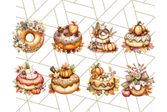 Fall Donut Clipart PNG, Autumn Donuts With Pumpkins Product Image 5