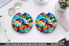 Haunted Bats Car Coaster Sublimation| Halloween Coaster PNG Product Image 1