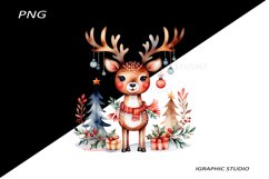 Winter Png, Christmas Reindeer Clipart, Folk Christmas Png Product Image 1