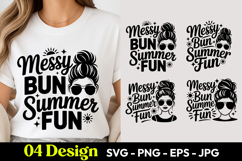 Messy Bun Summer Fun SVG PNG Product Image 1