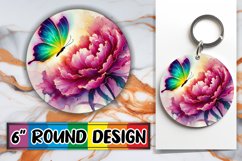 Blissful Car Coaster Round PNG, Butterfly Product Image 1