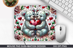 Bear Mouse Pad Sublimation, Valentine Mouse Pad PNG Product Image 1