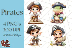 Cartoon Pirate Kids and Animals PNG Clipart for Fun Designs Product Image 1