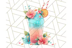 Coral and Aqua Summer Clipart PNG Pastel Tropical Icons Product Image 5