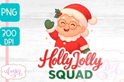 Holly Jolly PNG design, Cute Mama Claus sublimation Product Image 3