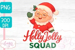 Holly Jolly PNG design, Cute Mama Claus sublimation Product Image 3