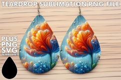 VIBRANT TEARDROP EARRINGS Gift PNG, 3D Flower Product Image 1