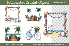 Watercolor Coastal Clipart PNG Product Image 1