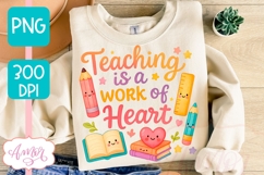 Teaching is a work of heart shirt PNG, Teacher sublimation Product Image 2