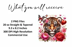 Valentine's Day Tiger Tumbler Wrap Sublimation Design Product Image 2