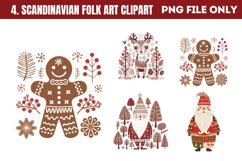 Scandinavian Folk Art Christmas Clipart PNG Product Image 1
