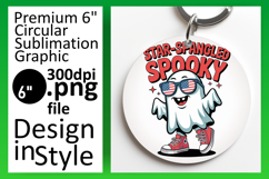 Sophisticated Circle PNG Keychain Artwork , Funny Ghost Product Image 1