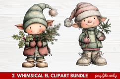 Whimsical Elf Clipart | Cute Christmas Elf PNG Illustration Product Image 1