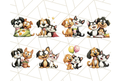 Dog and Cat Friends Clipart, Cute Animal Pet Art PNG Set Product Image 5