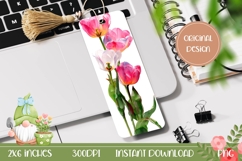 Printable Pink Tulips Bookmark Template, Flowers Bookmark Product Image 1