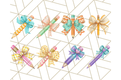 Chubby Pencil With Bows PNG Clipart, Cute School Supply Png Product Image 5