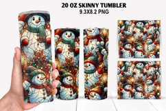 Snowman Skinny Tumbler 20oz Wrap Design, Christmas Tumbler Product Image 1