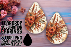 Playful Teardrop Earrings Sublimation , Autumn Flower Product Image 1