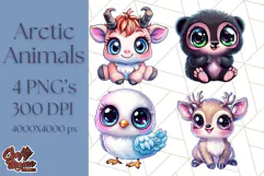 Arctic Animals Kawaii Clipart PNG, Cute Polar Creatures Art Product Image 1