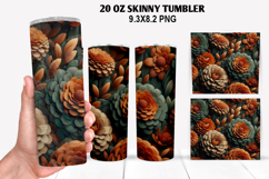3D Flower Skinny Tumbler 20oz Wrap Design,Flowers Tumble PNG Product Image 1