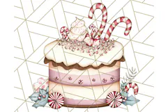 Christmas Cake Clipart PNG, Cottagecore Holiday Desserts Product Image 5