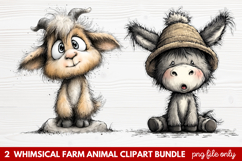 Whimsical Farm Animal Clipart | Cute Farm Animals PNG Set Product Image 1