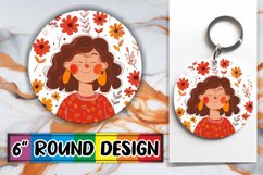 Stunning Female Round Design with Floral PNG Product Image 1