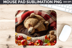 Watercolor Bear Mouse Pad Sublimation - Thanksgiving PNG Product Image 1