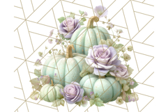 Pumpkin Clipart with Fall Flowers PNG Autumn Illustration Product Image 5