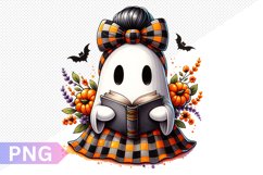 Halloween Ghost And Books Sublimation - Clipart PNG Design Product Image 1
