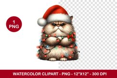 png watercolor clipart - grumpy cat Product Image 1