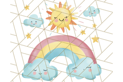Watercolor Dinosaur and Rainbow PNG Clipart, Baby Nursery Product Image 5