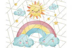 Watercolor Dinosaur and Rainbow PNG Clipart, Baby Nursery Product Image 5