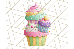 Paper Cupcake Clipart Layered Paper Scrapbook Collage Png Product Image 5