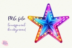 Retro Neon Star Clipart Groovy Disco Christmas PNG Product Image 4