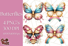 Jewel Toned Butterfly PNG Clipart, Vibrant Butterflies Product Image 1