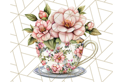 Vintage Floral Teacup Clipart PNG, Blooming Teacups Clip Art Product Image 5