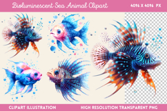 Bioluminescent Sea Animal Clipart PNG Product Image 1