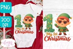 My first Christmas PNG for sublimation, Cute Christmas elf Product Image 2