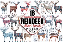 Scandinavian Christmas Reindeer Clipart Bundle Product Image 1