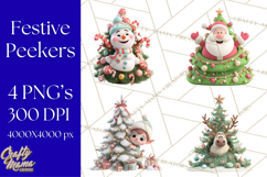 Christmas Tree Clipart PNG Cute Characters for Holiday Craft Product Image 1