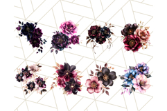 Dark Gothic Flowers PNG with Gold Trim, Vintage Floral Product Image 6