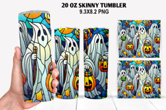 Ghost Skinny Tumbler 20oz Wrap Design, Halloween Tumbler PNG Product Image 1