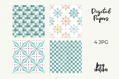 Retro Green and White Checked Seamless Pattern Christmas Product Image 2