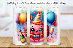 Birthday Food Character Tumbler Wrap PNG 20 oz Product Image 1