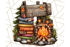 Autumn Library Clipart PNG, Cozy Fall Book Art Product Image 5