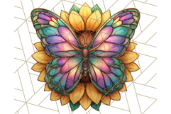 Stained Glass Butterfly and Sunflower PNG Clipart Product Image 5