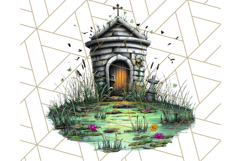 Halloween Buildings Clipart PNG, Haunted Houses Art Product Image 5