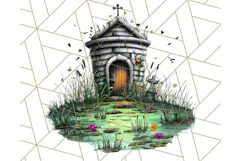 Halloween Buildings Clipart PNG, Haunted Houses Art Product Image 5